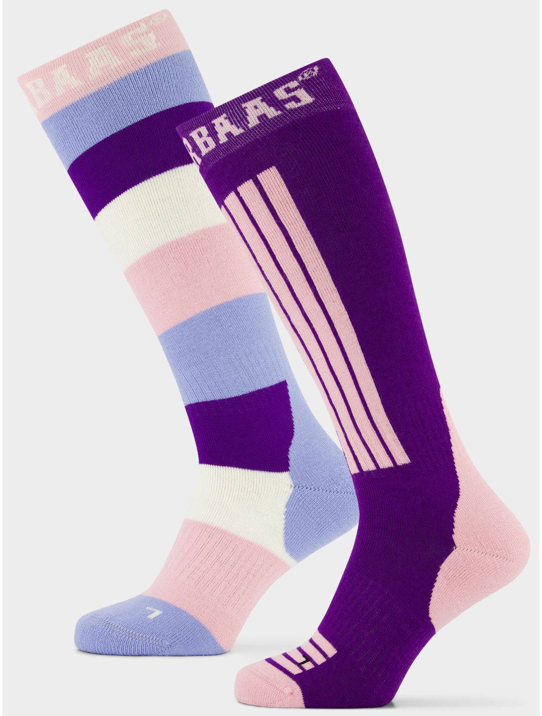 Poederbaas, Striped Ski Socks 2-pack Skisocken 2-pack Unisex Purple Pink rosa 