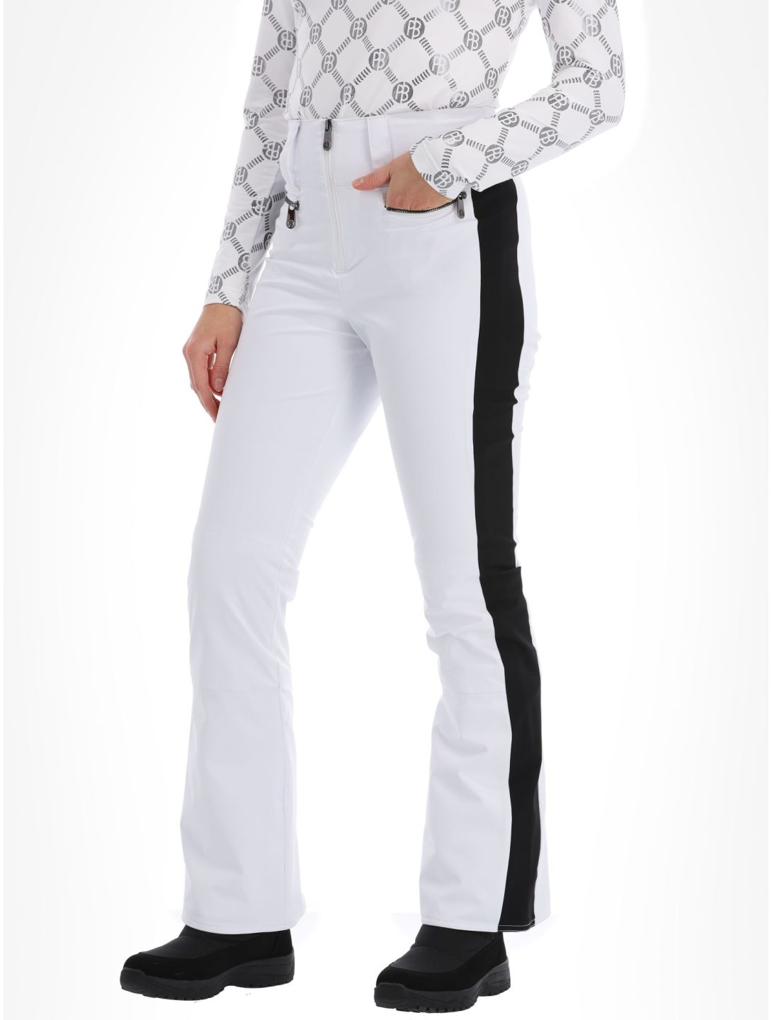 Poivre Blanc, Luxe Sport Line W23-0822-WO Softshell Skihose Damen White / Black schwarz, weiß 