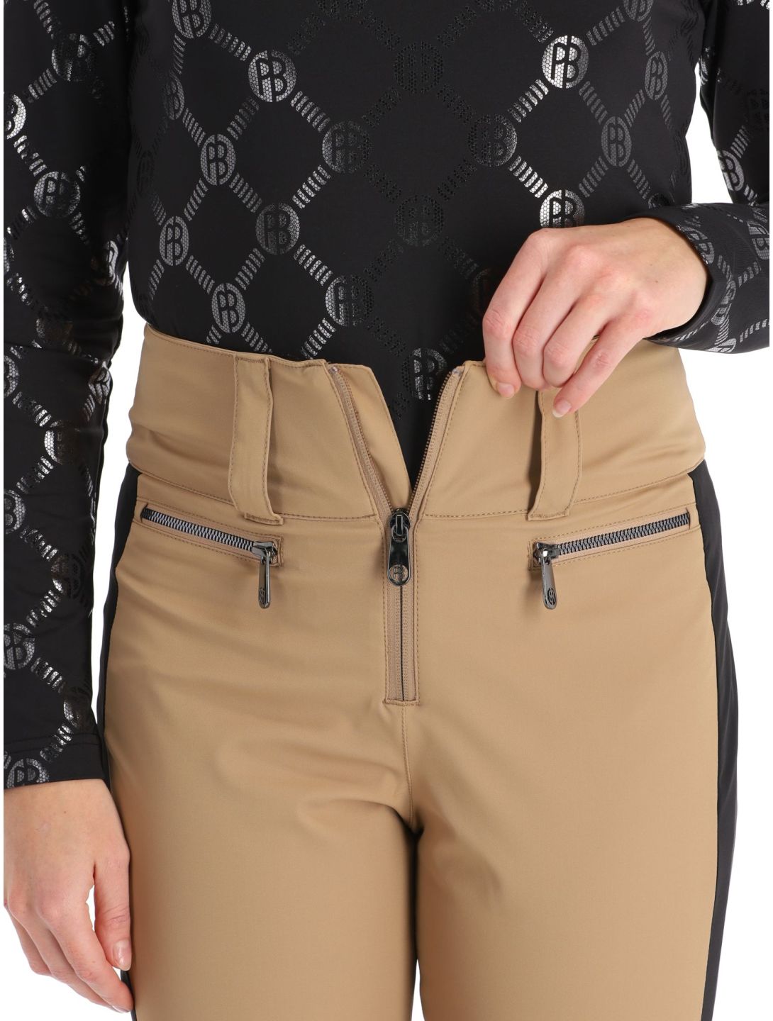 Poivre Blanc, Luxe Sport Line W23-0822-WO Softshell Skihose Damen Almond Brown / Black braun, schwarz 