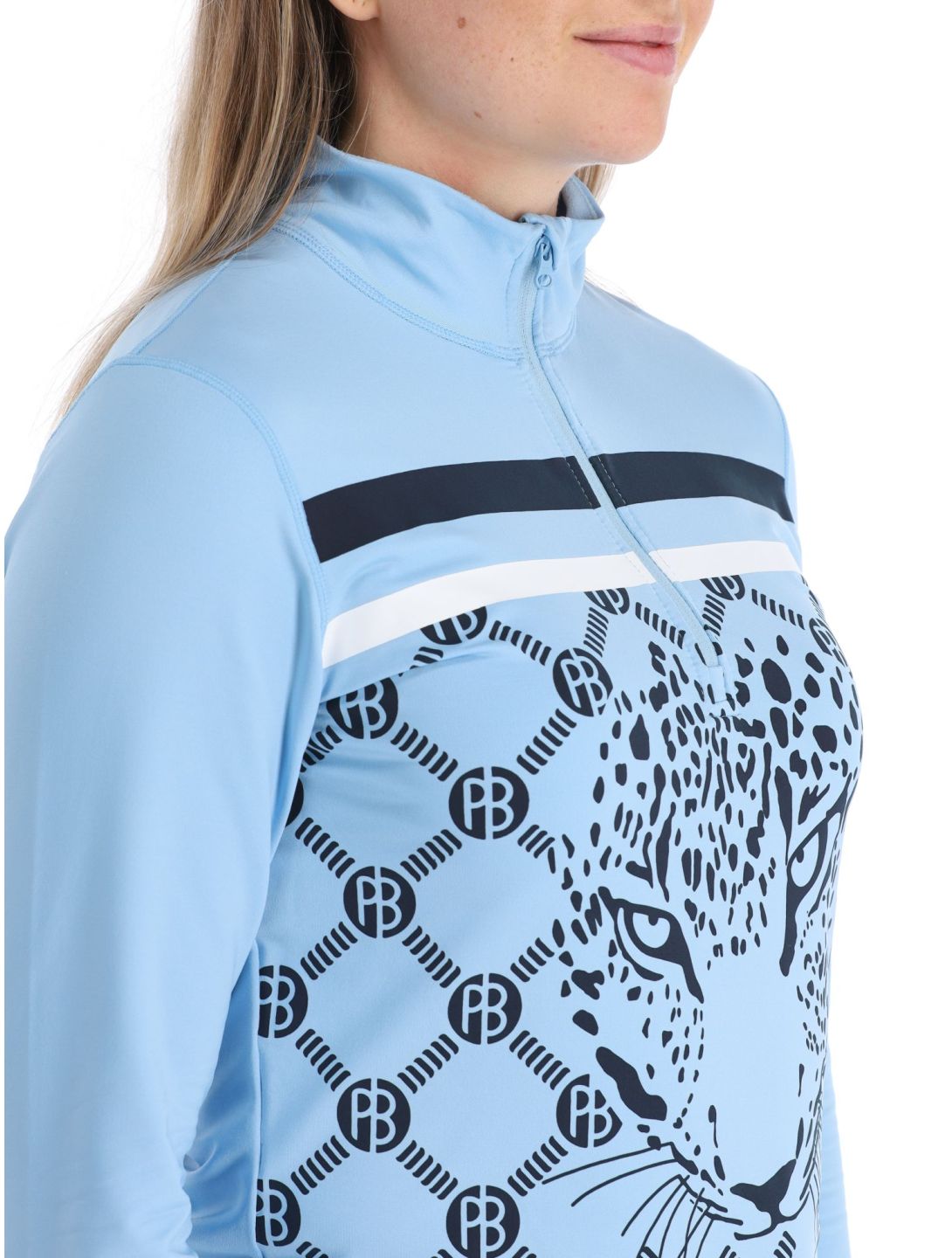 Poivre Blanc, Luxe Sport Line W23-1940-WO/L Pullover Damen Leopard Starlight Blue blau 