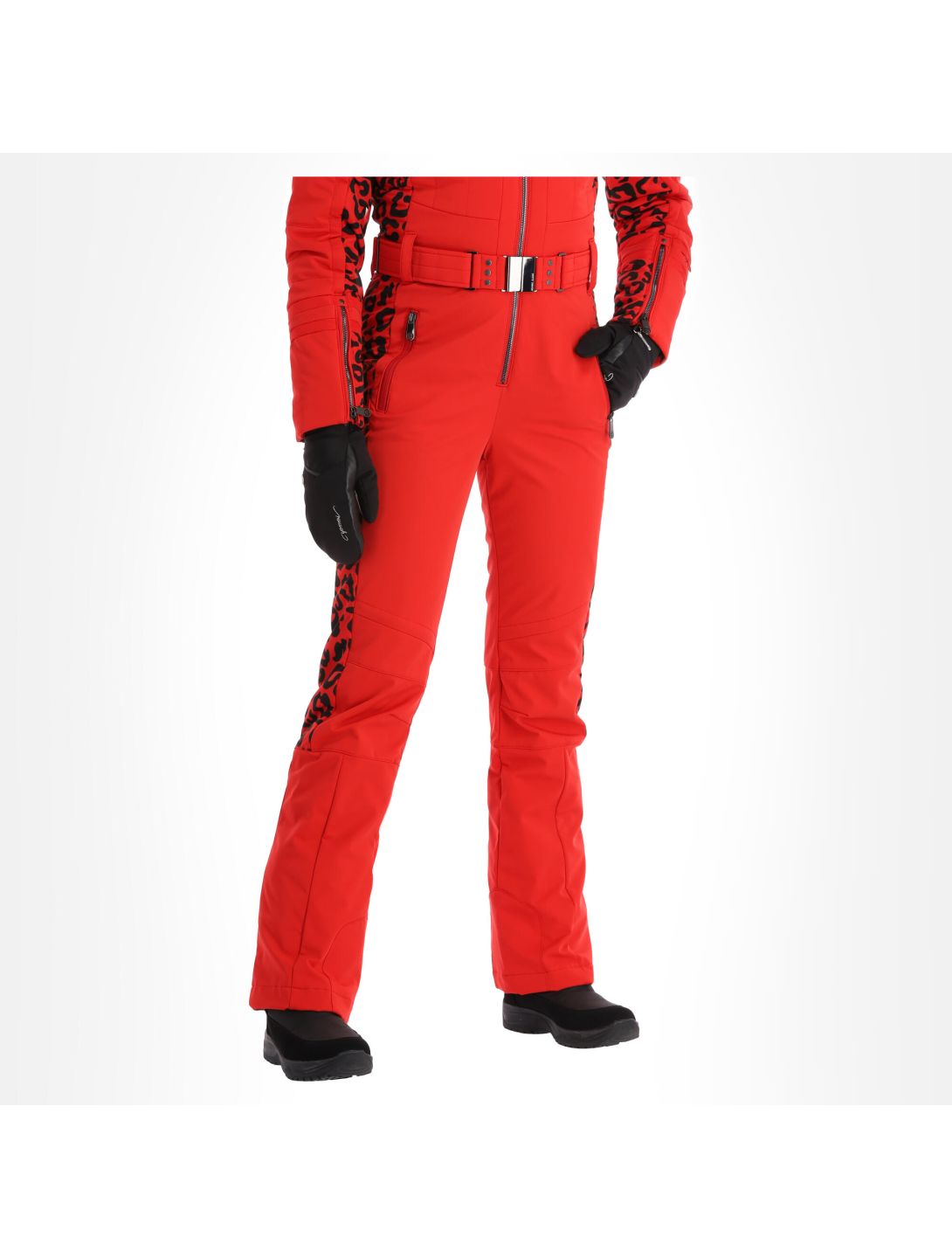 Poivre Blanc, Stretch Ski Overall Skianzug Damen leopard scarlet rot 