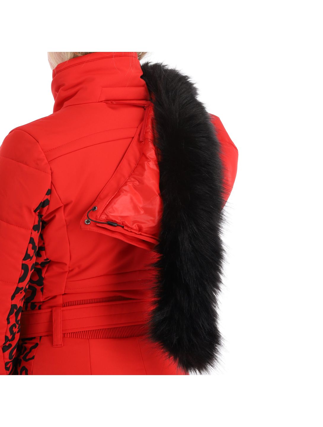 Poivre Blanc, Stretch Ski Overall Skianzug Damen leopard scarlet rot 