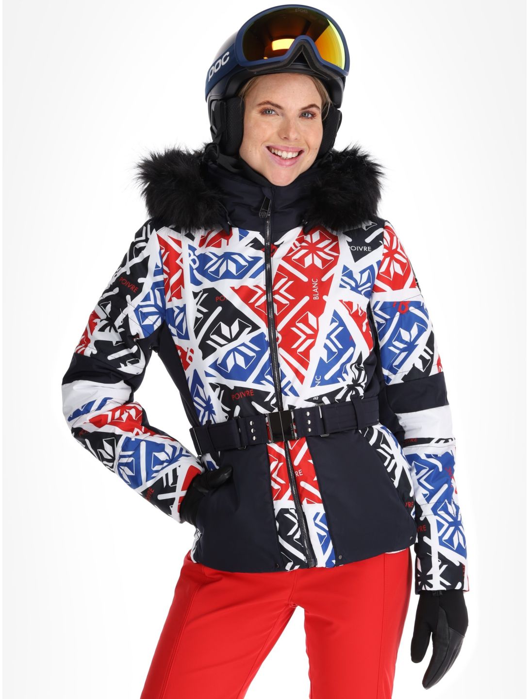 Poivre Blanc, Traditional 24PBH1003/WO/P Skijacke Damen Print Scarlet Red blau, rot, weiß 