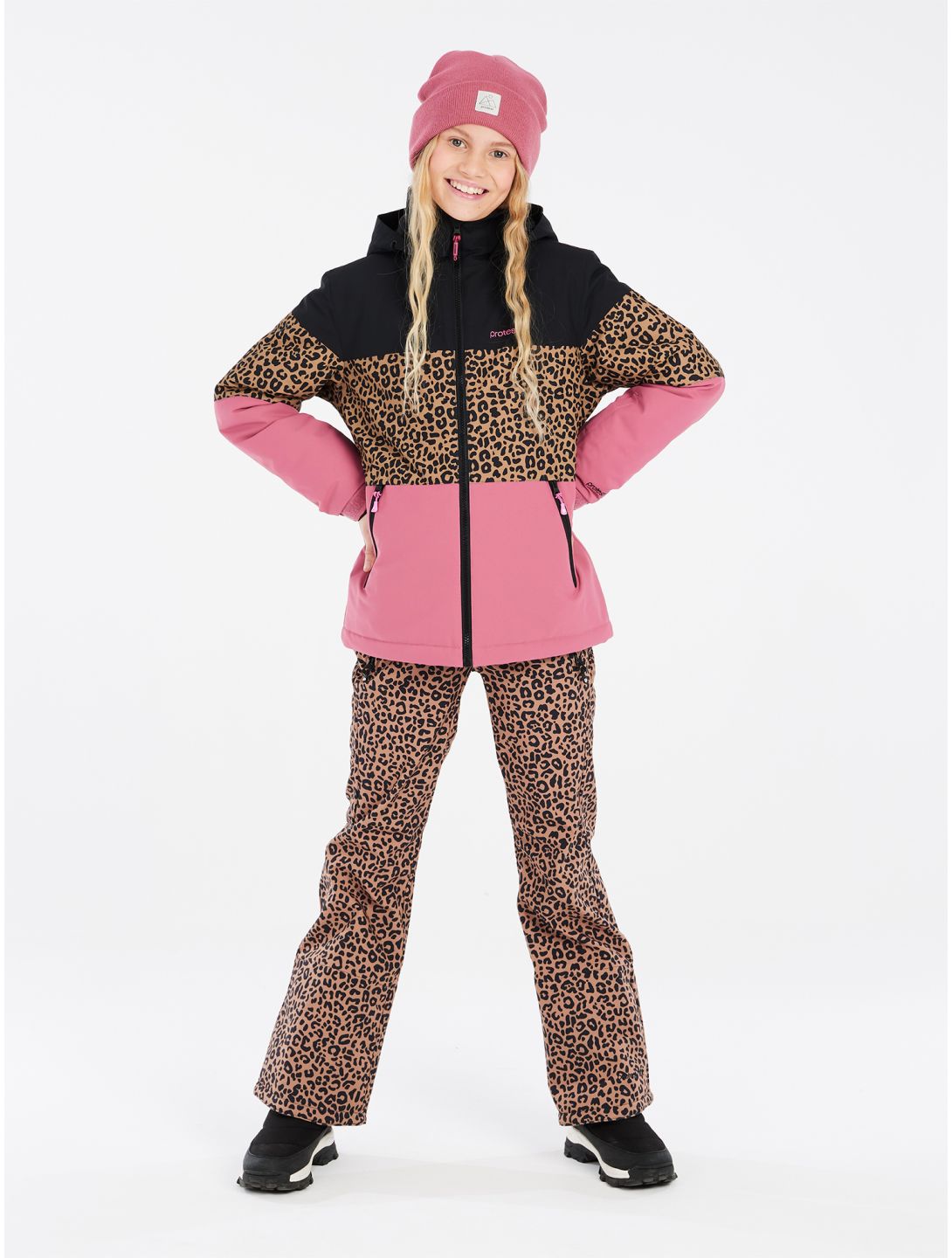 Protest, PRTFUGEE JR Skijacke Kinder Rose Dust rosa, schwarz 