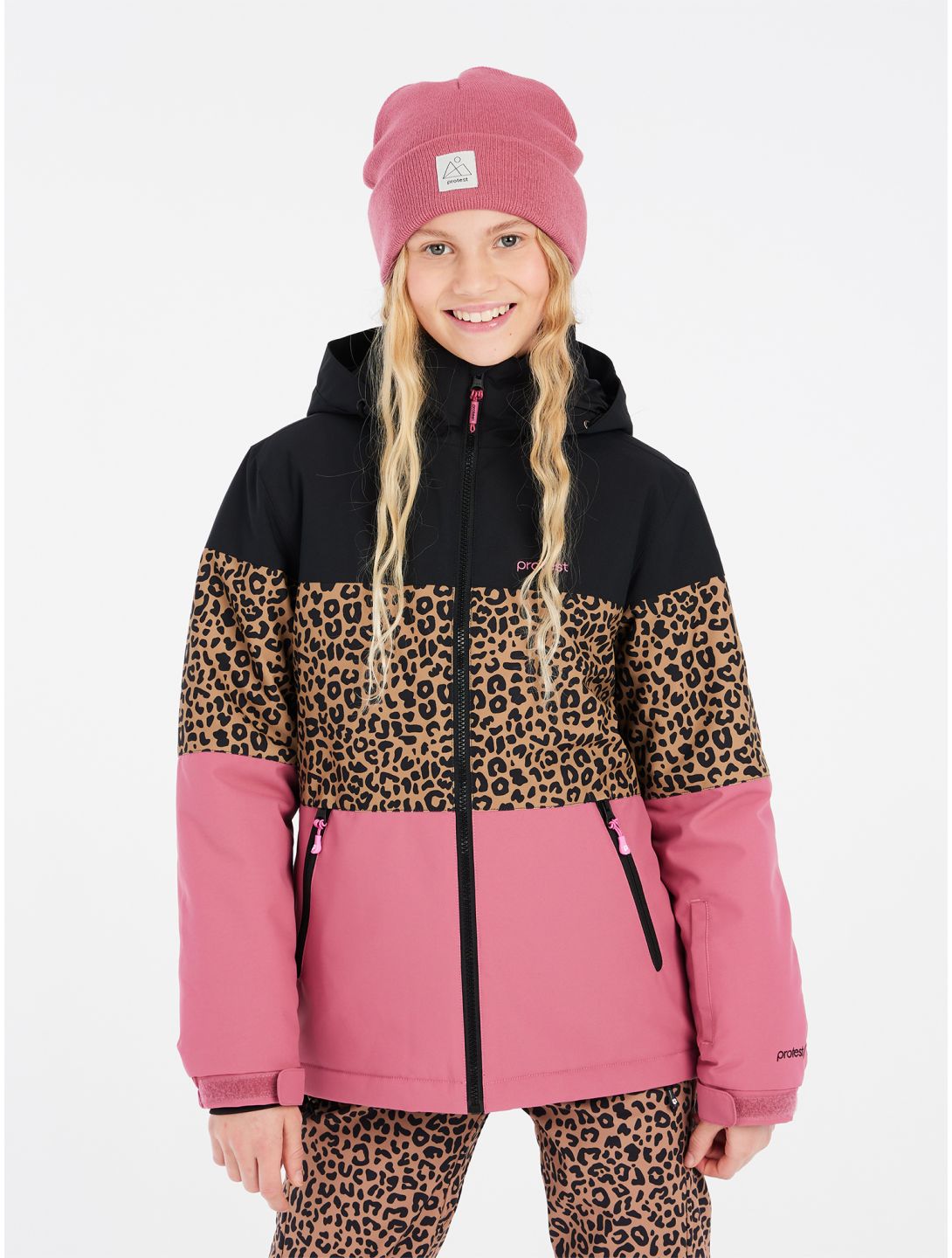 Protest, PRTFUGEE JR Skijacke Kinder Rose Dust rosa, schwarz 