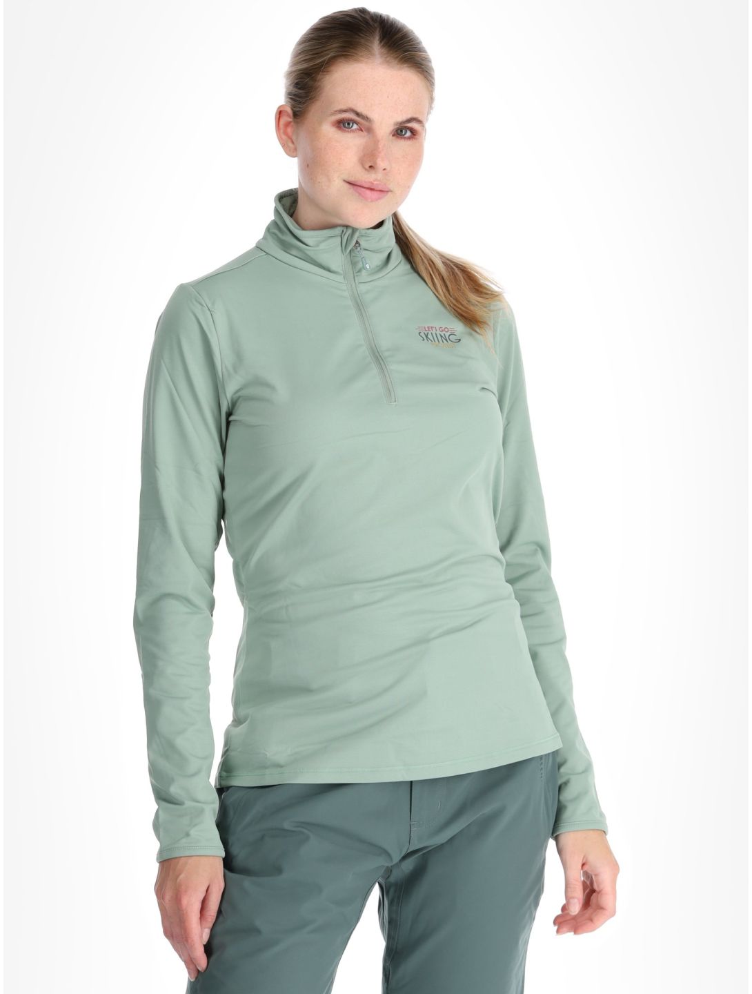 Protest, PRTLUNAR 1/4 zip Pullover Damen Green Baygreen grün 