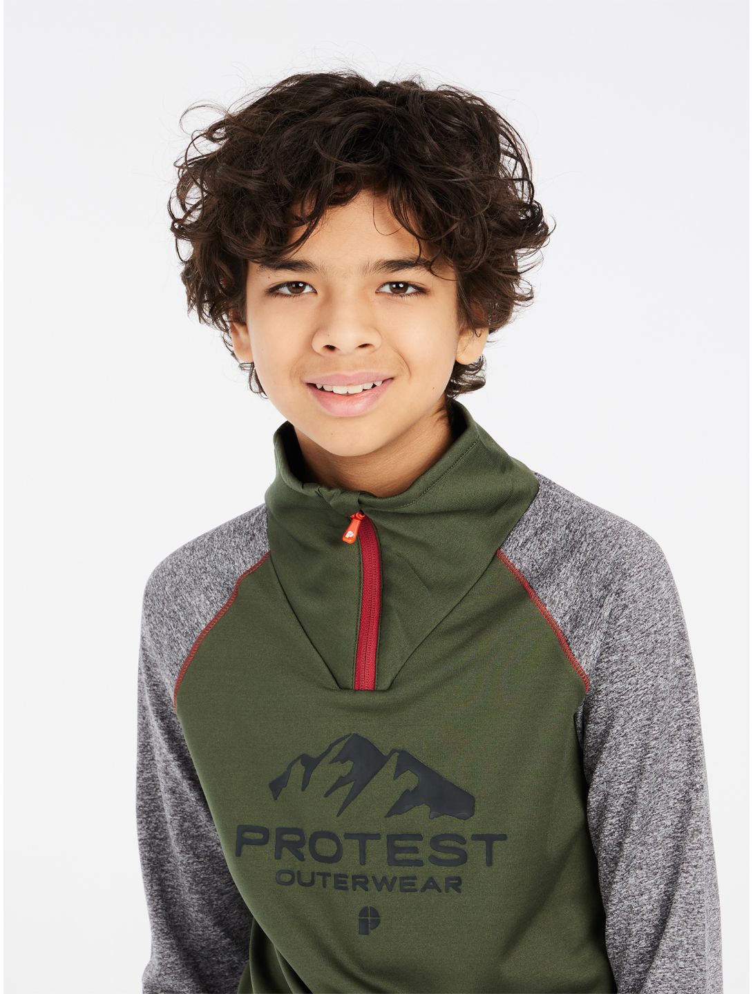 Protest, PRTRAF JR 1/4 zip Pullover Kinder Thyme grau, grün 