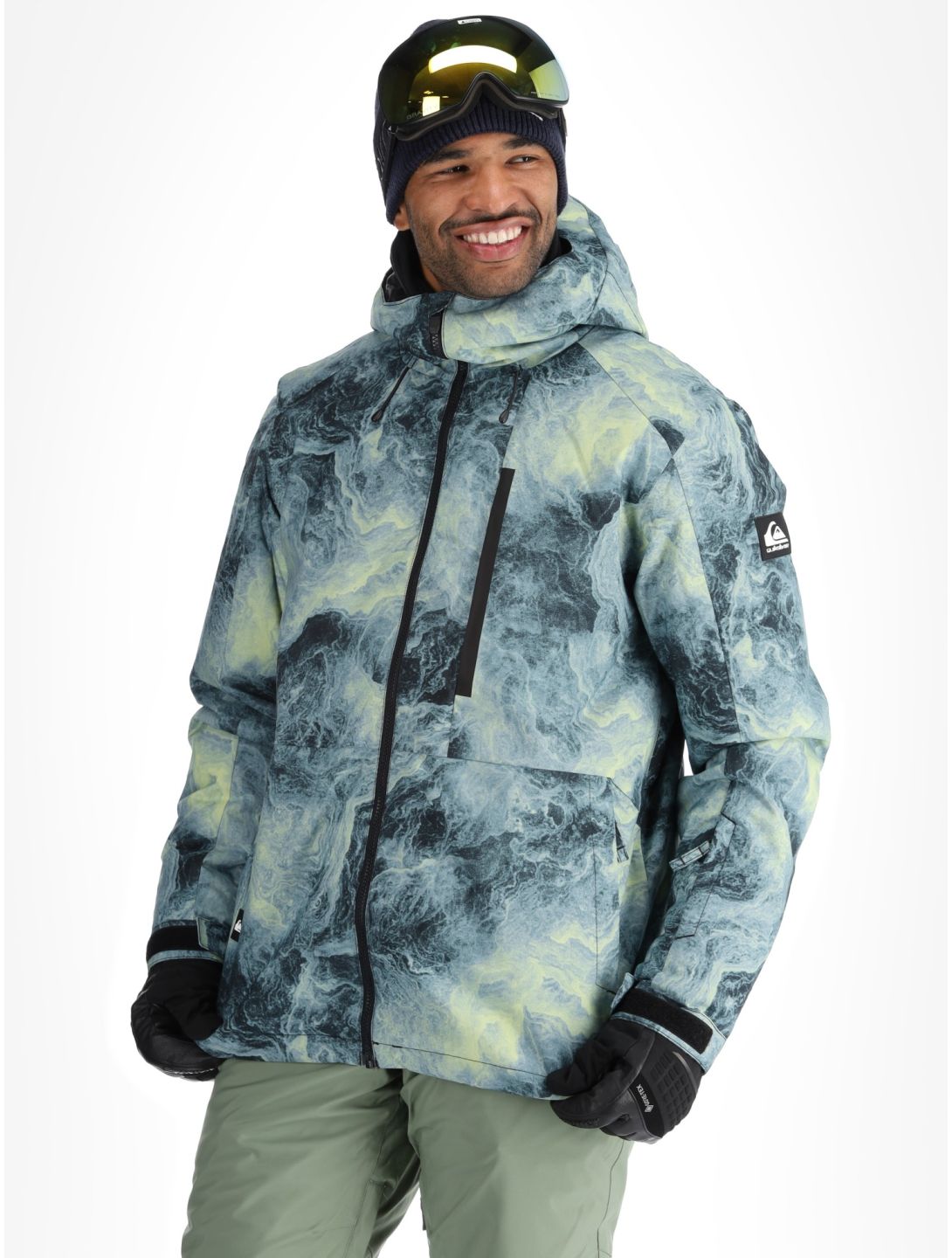 Quiksilver, Mission Printed Skijacke Herren Space Stone Celery Green grün 