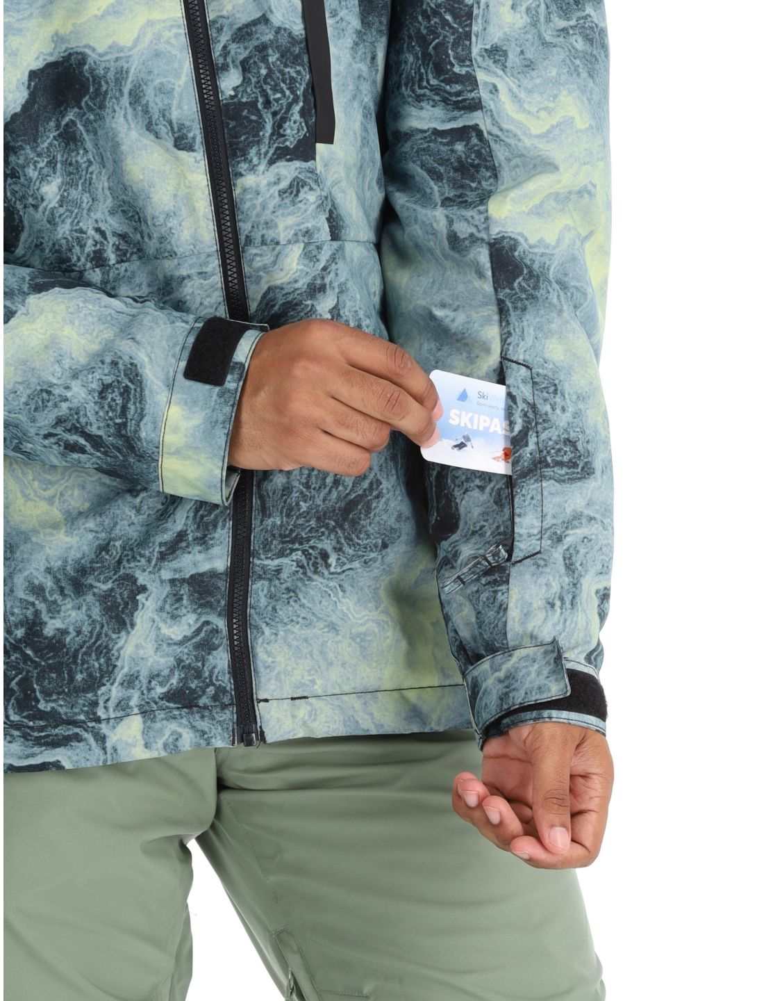 Quiksilver, Mission Printed Skijacke Herren Space Stone Celery Green grün 