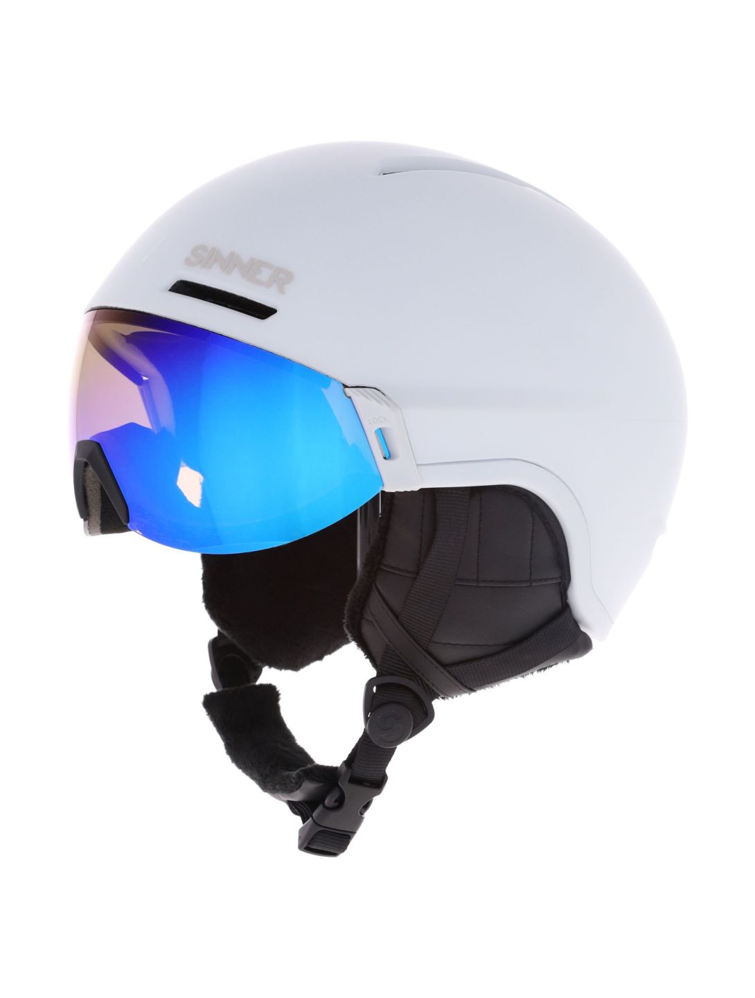 Sinner, Montblanc Skihelm mit Visier Unisex Matt White weiß 