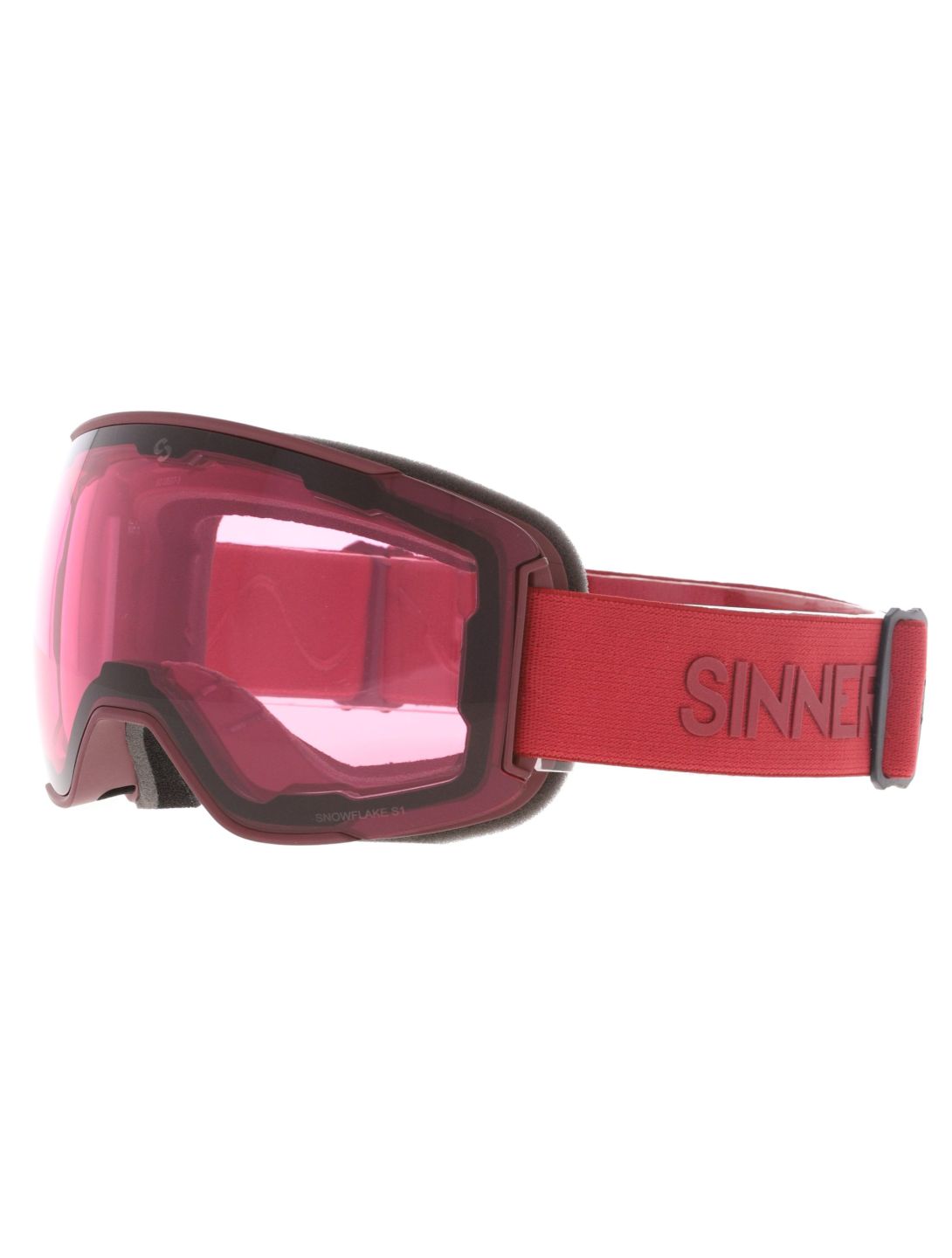 Sinner, Snowflake Skibrille extra Linse Unisex Matt Burgundy rot 