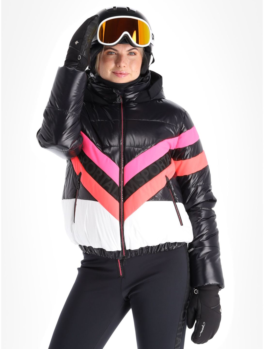 Sportalm Kitzbühel, Airbrush m.Kap.o.P. Skijacke Damen Black schwarz, weiß 