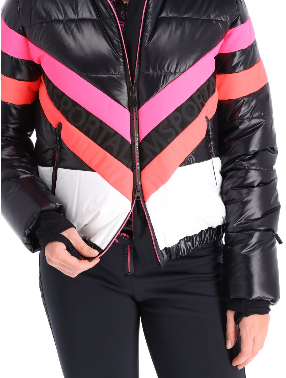 Sportalm Kitzbühel, Airbrush m.Kap.o.P. Skijacke Damen Black schwarz, weiß 