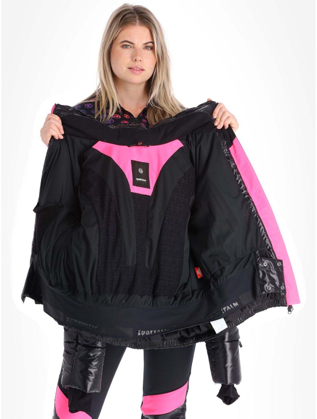 Sportalm Kitzbühel, Airbrush m.Kap.o.P. Skijacke Damen Black schwarz, weiß 