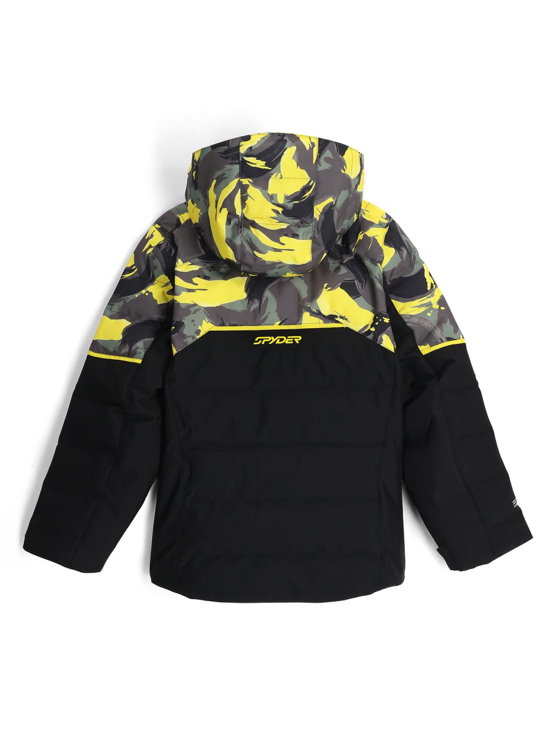 Spyder, Impulse Synthetic Down Skijacke Kinder Camouflage Acid Yellow gelb, schwarz 