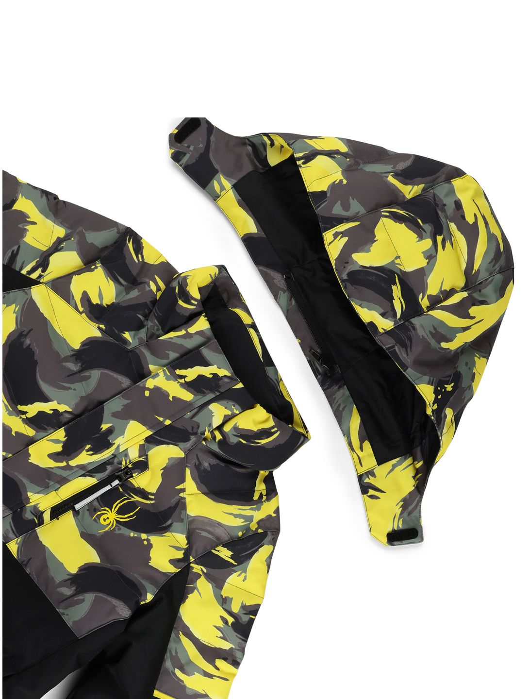 Spyder, Impulse Synthetic Down Skijacke Kinder Camouflage Acid Yellow gelb, schwarz 