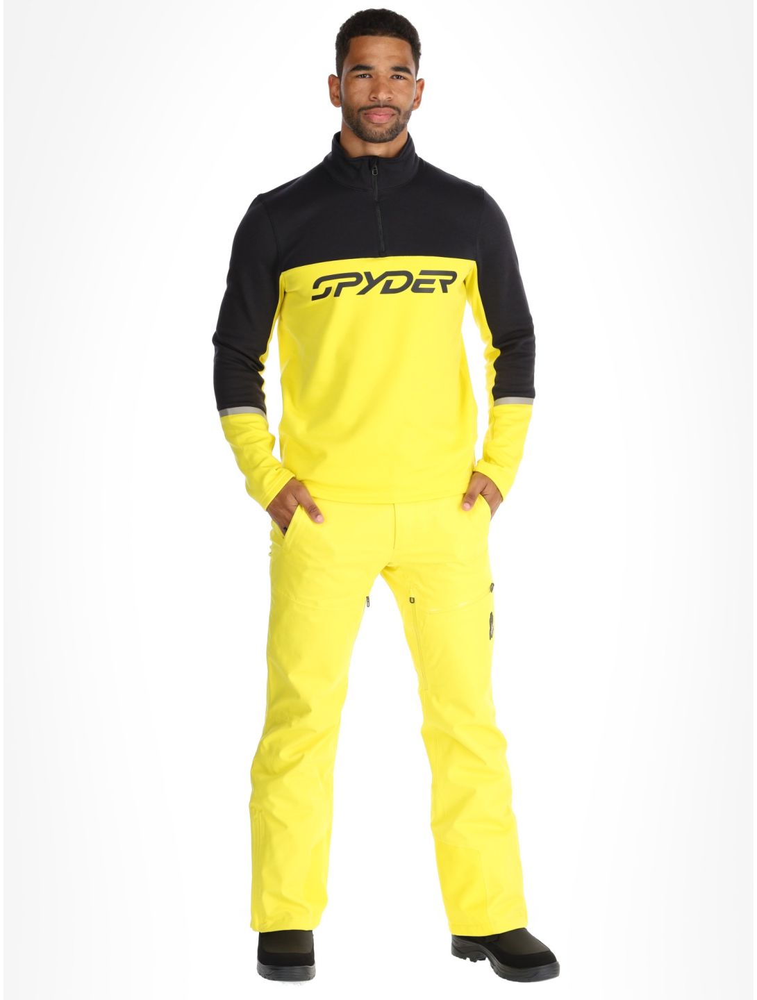 Spyder, Speed Fleece 1/2 Zip Pullover Herren Acid Yellow gelb, schwarz 