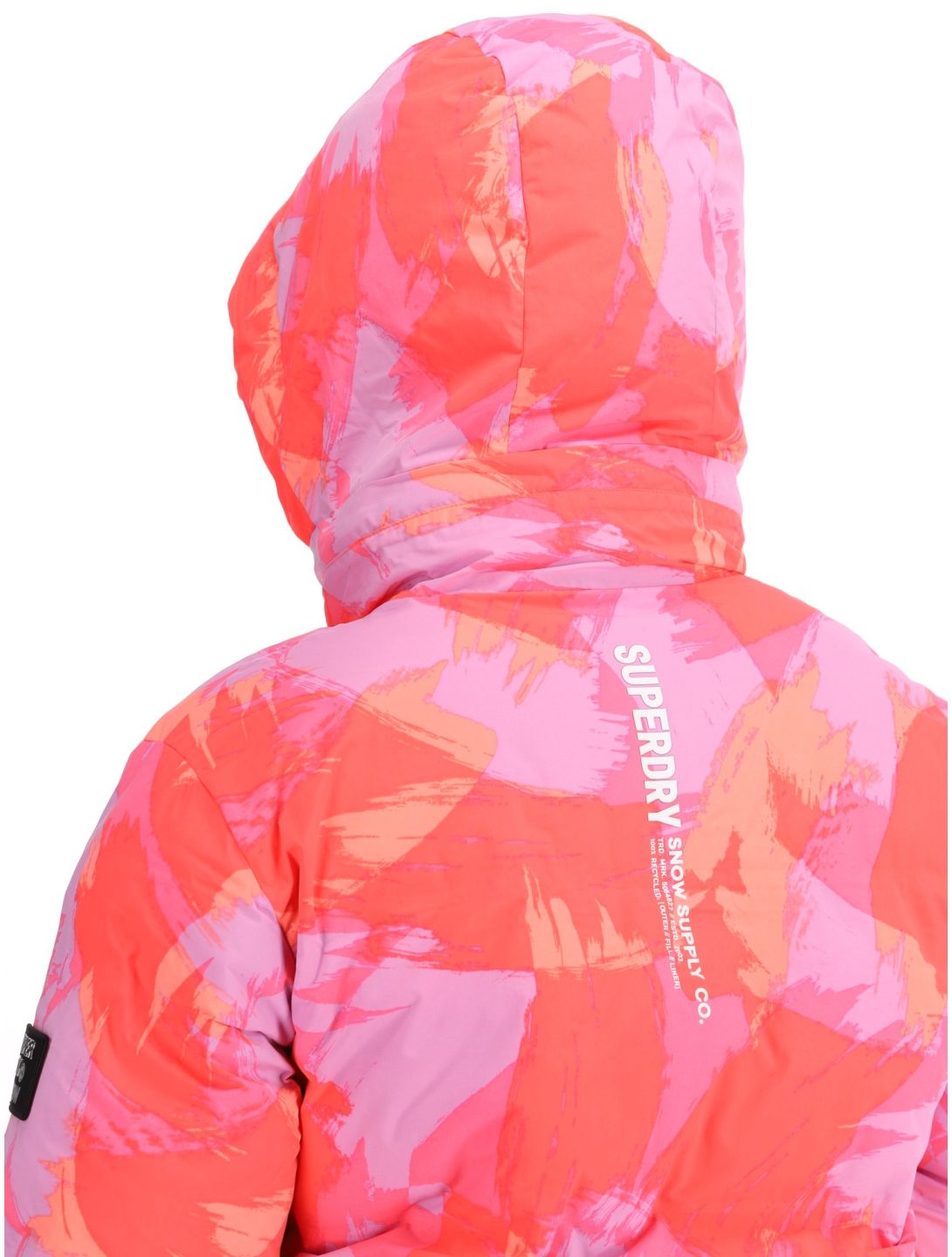 Superdry, Hooded Ski Boxy Puffer Skijacke Damen Brush Camo Coral rosa 