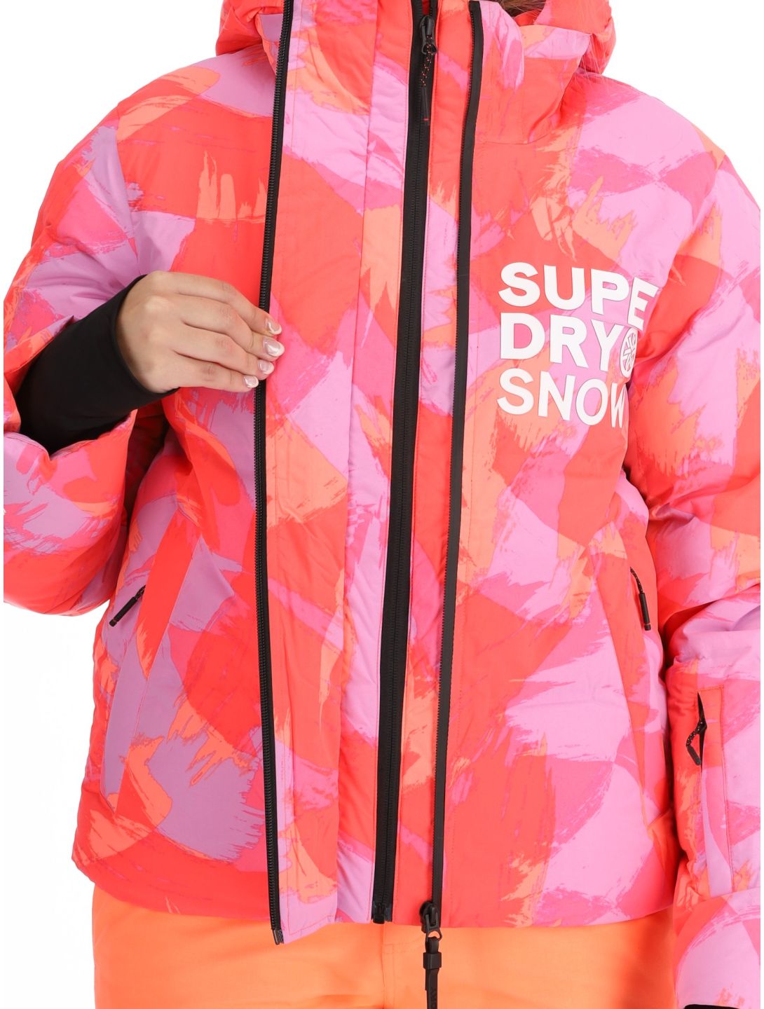 Superdry, Hooded Ski Boxy Puffer Skijacke Damen Brush Camo Coral rosa 