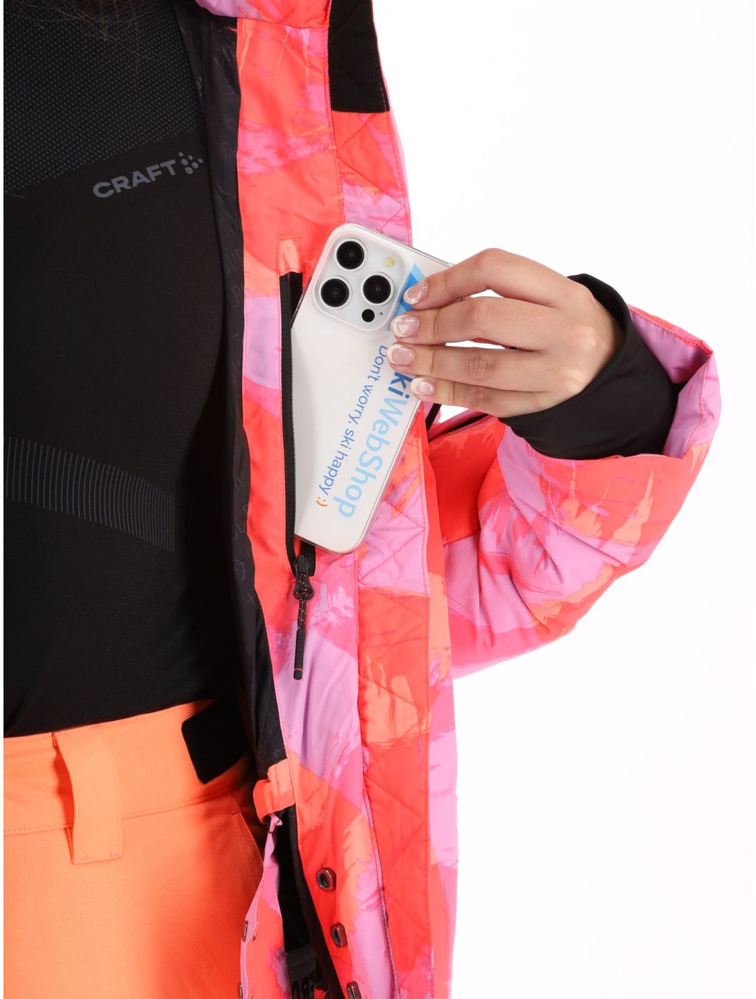 Superdry, Hooded Ski Boxy Puffer Skijacke Damen Brush Camo Coral rosa 