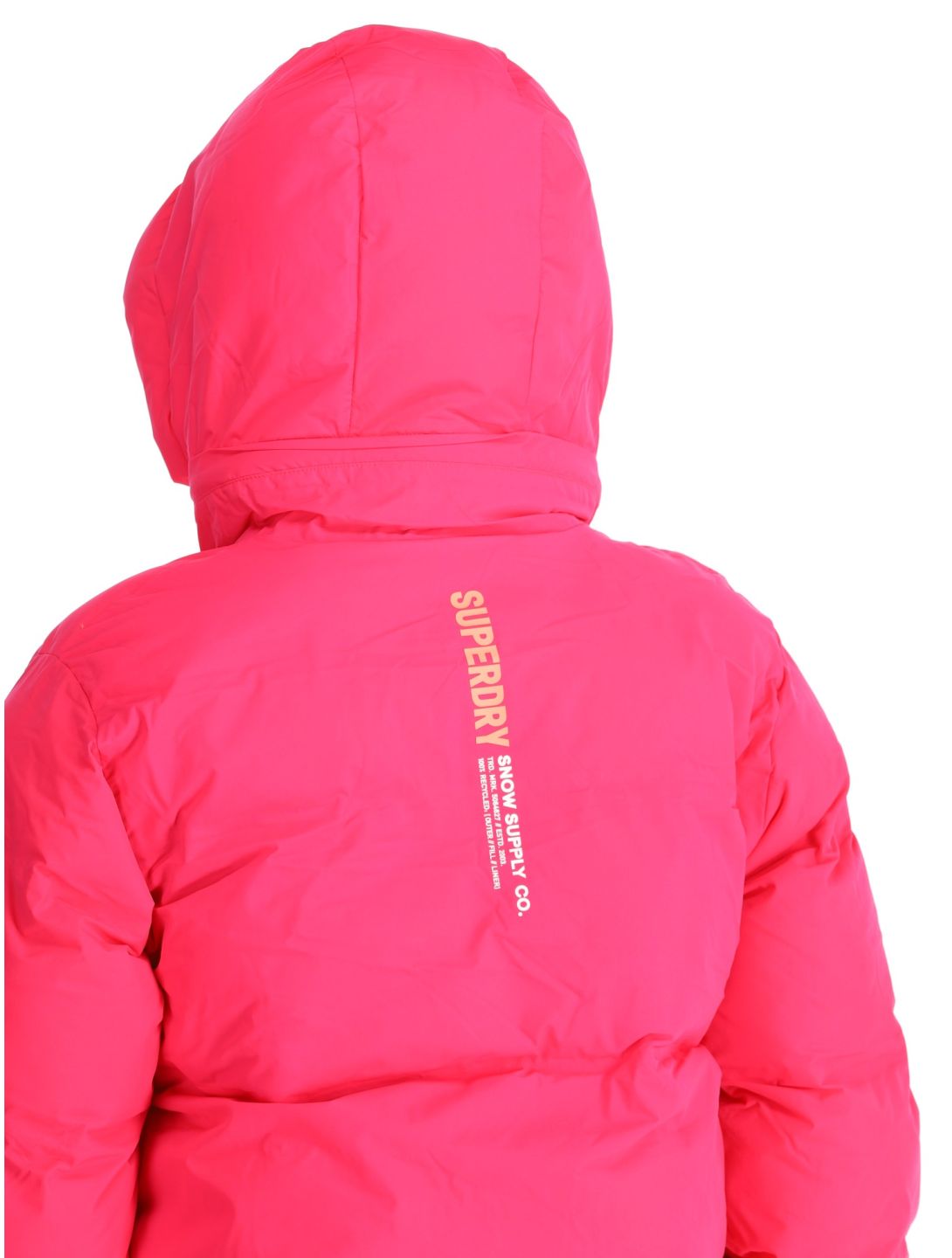 Superdry, Hooded Ski Boxy Puffer Skijacke Damen Hyper Fire Pink rosa 