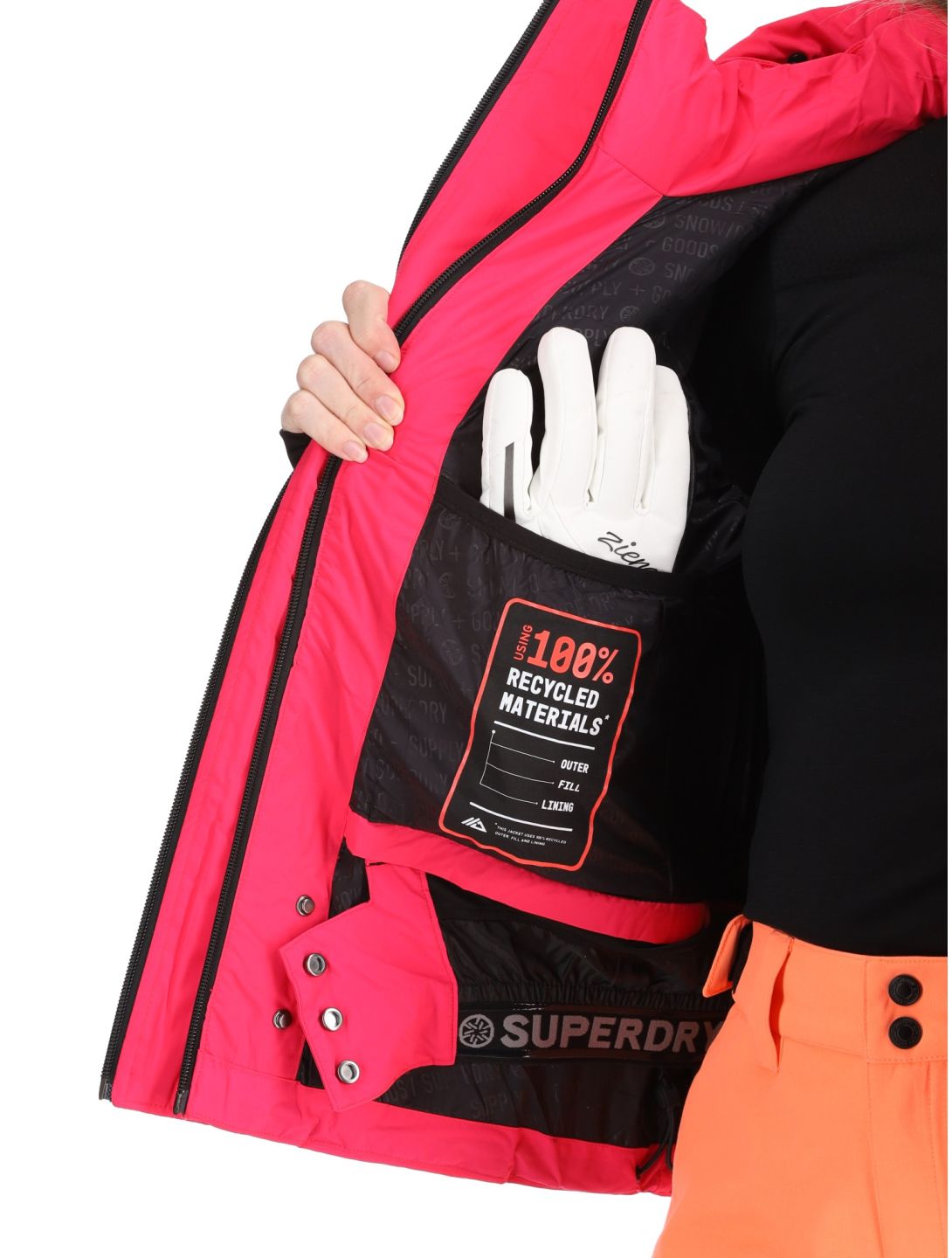 Superdry, Hooded Ski Boxy Puffer Skijacke Damen Hyper Fire Pink rosa 