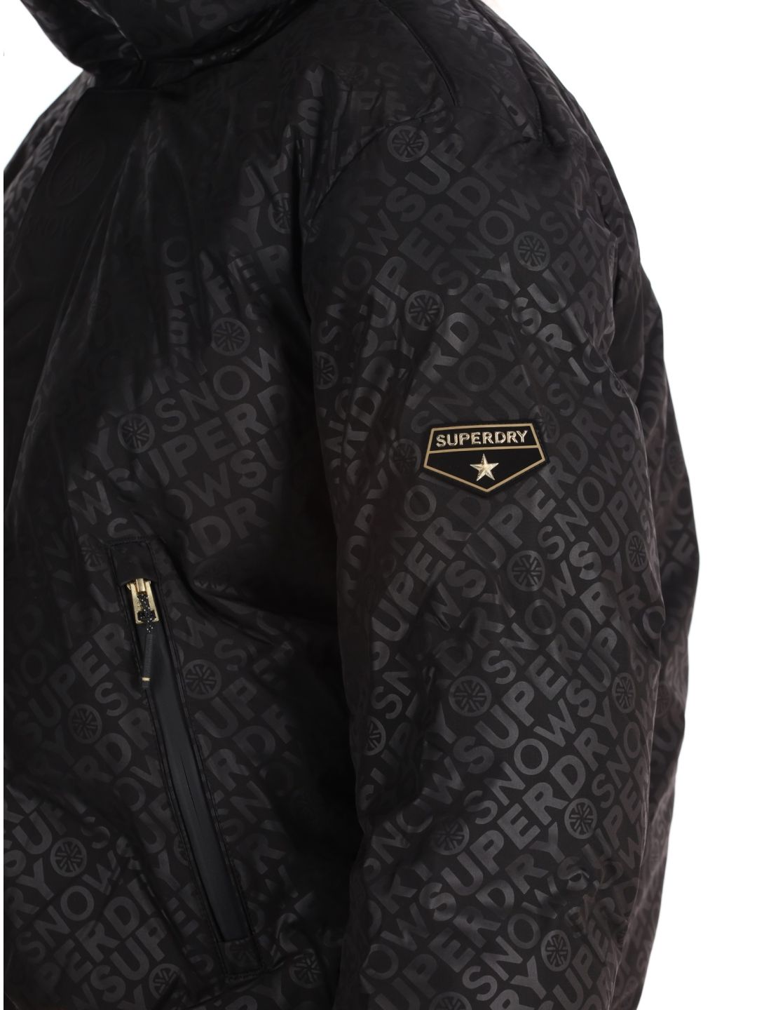 Superdry, Ski Slalom Puffer Skijacke Damen Superdry Monogram Black Luxe schwarz, weiß 