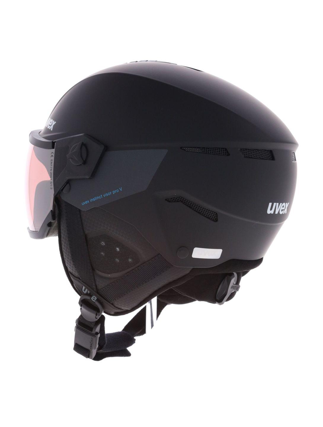 Uvex, Instinct Visor Pro V Skihelm mit Visier Unisex Black Matt / Silver schwarz 