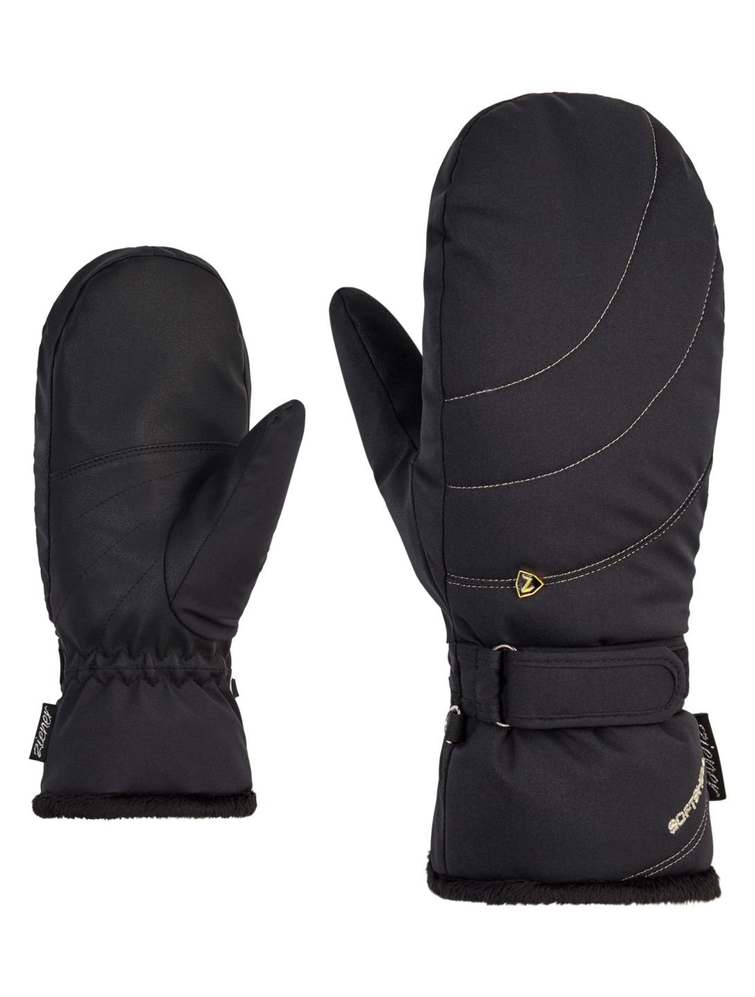 Ziener, Kahlia PR Mitten Lady Fäustlinge Damen Black Gold Art Goud, schwarz 