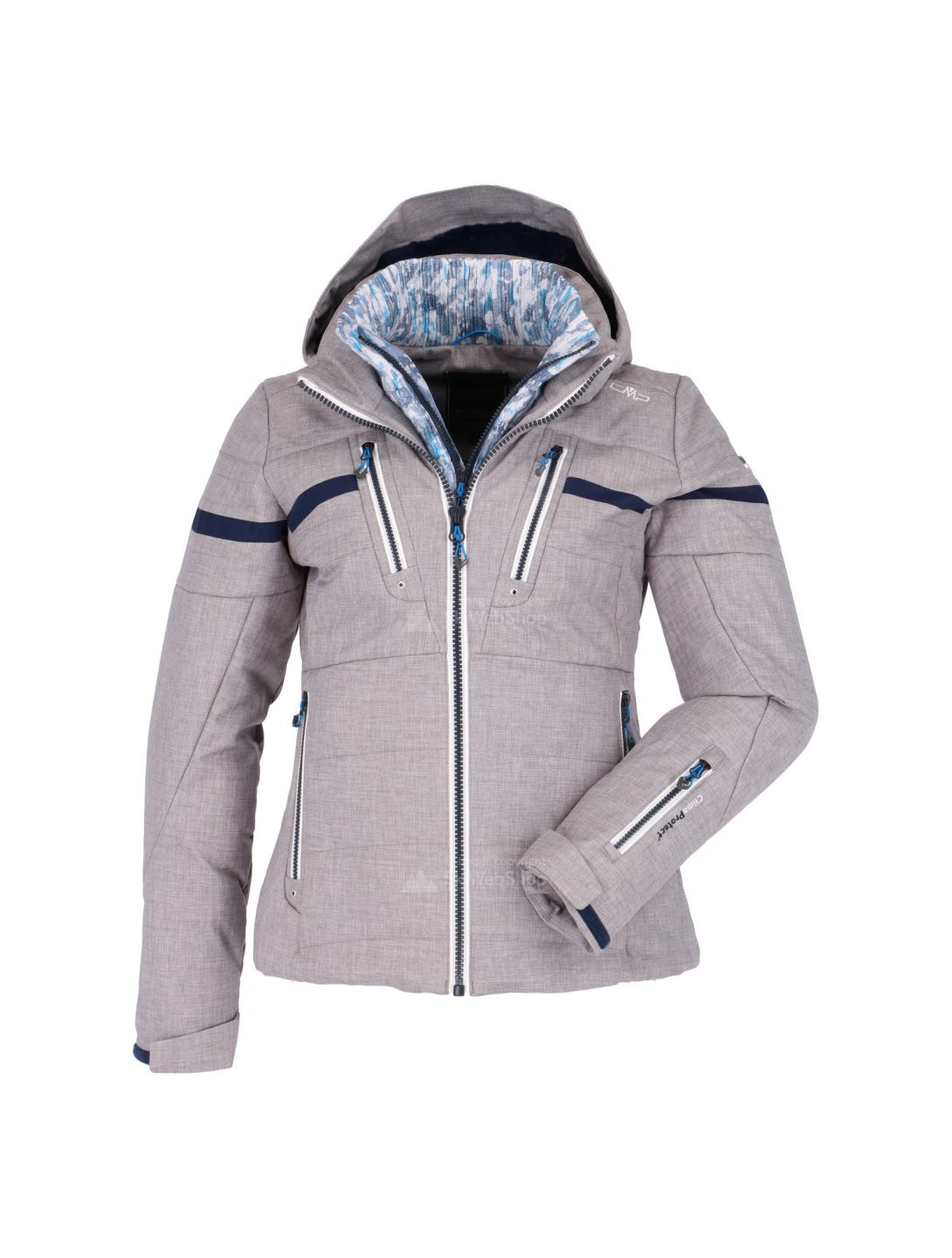 CMP, Zip Hood Skijacke, Damen, argento melange grau