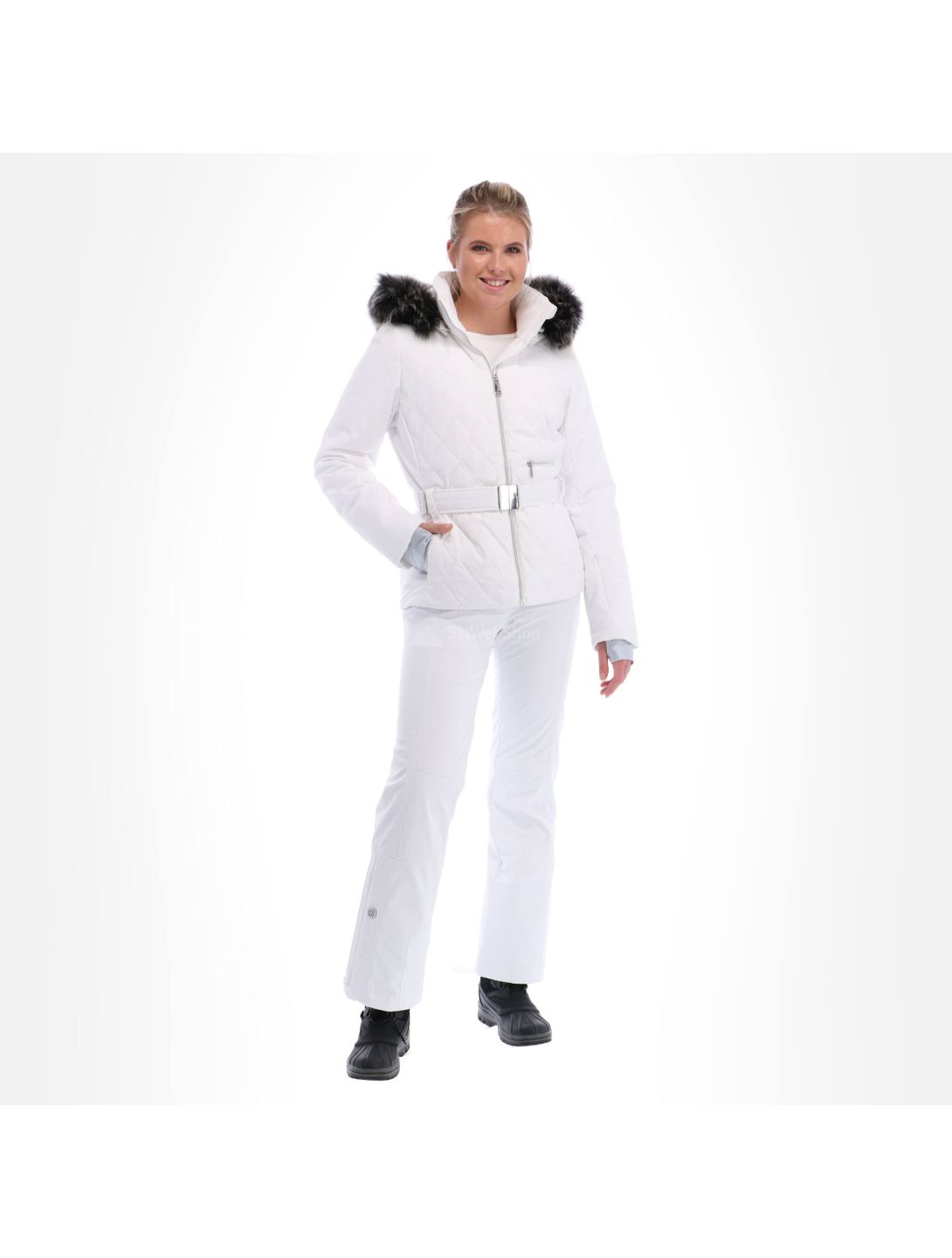 Poivre Blanc, Skijacke, Damen, weiß mit Gürtel