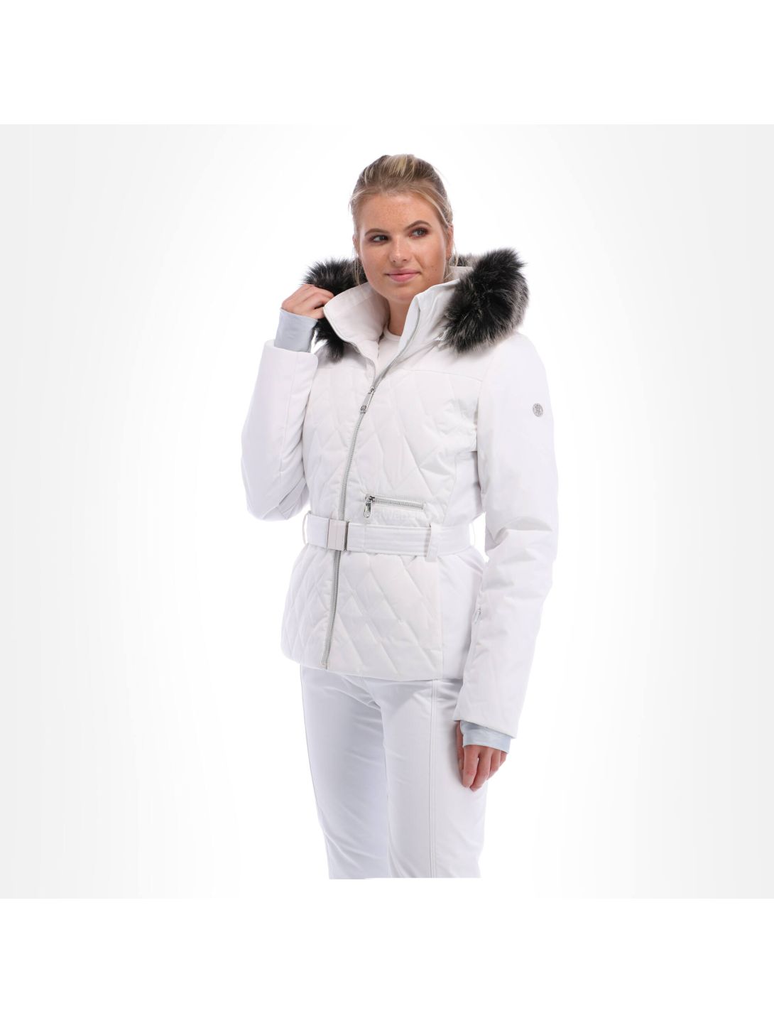 Poivre Blanc, Skijacke, Damen, weiß mit Gürtel