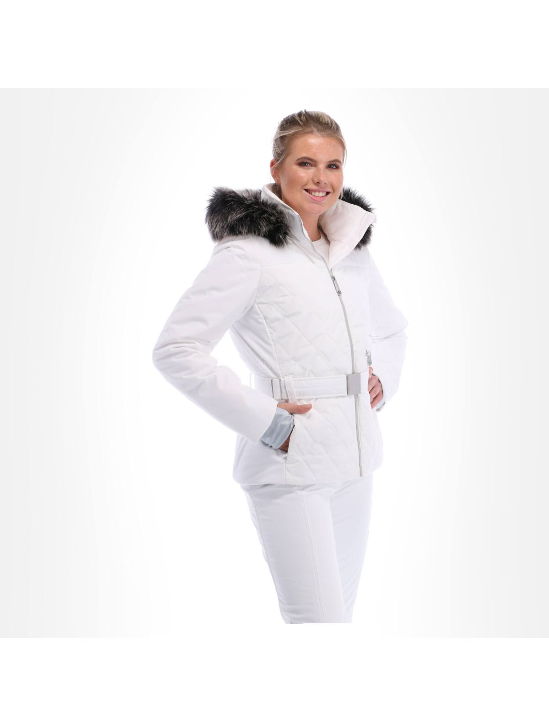 Poivre Blanc, Skijacke, Damen, weiß mit Gürtel