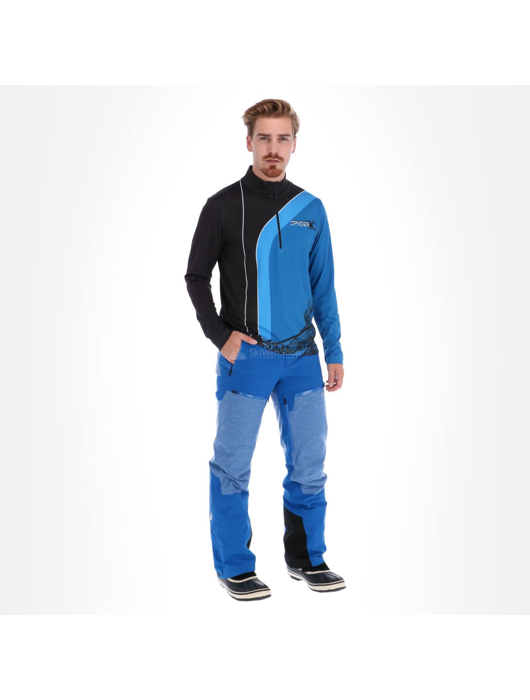 Spyder, Rival zip T-neck, Pullover, Herren, blau/schwarz