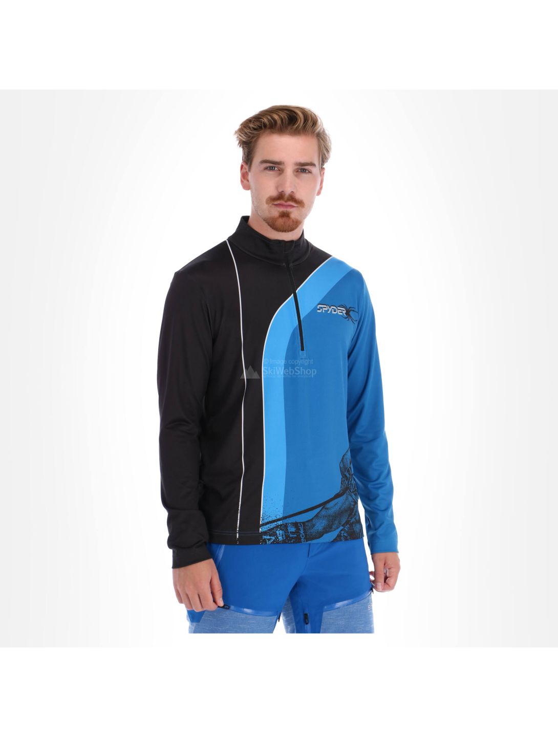 Spyder, Rival zip T-neck, Pullover, Herren, blau/schwarz