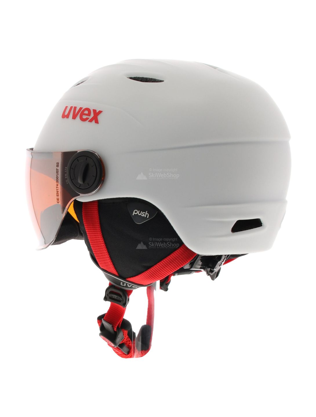 Uvex, Junior visor pro, Skihelm mit Visier, Kinder, weiß