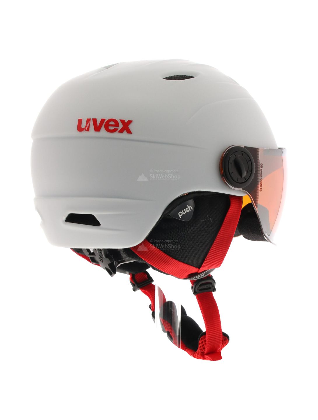 Uvex, Junior visor pro, Skihelm mit Visier, Kinder, weiß